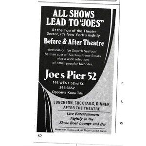 Joes Pier 52 Before After Theatre Seafood Steaks Print AD 1970s
